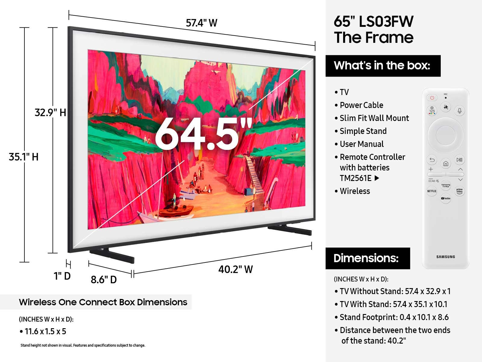 Samsung The Frame QN65LS03FWFXZA TV 165.1 cm (65") 4K Ultra HD Smart TV Wi-Fi Black