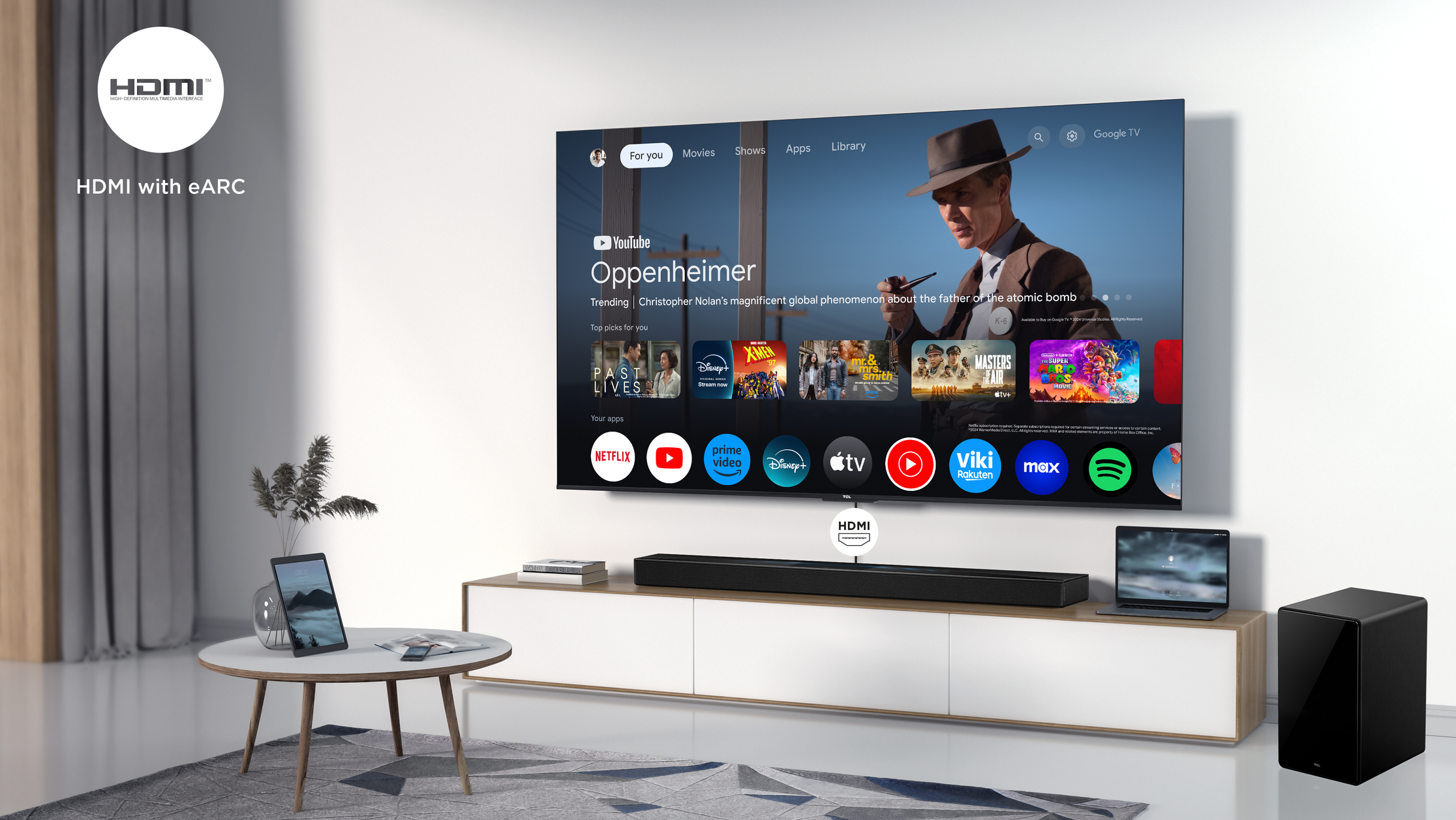 TCL Q75H Q Class 5.1.2 Channel Sound Bar with Dolby Atmos, Ray Danz Technology, and Wireless Subwoofwer