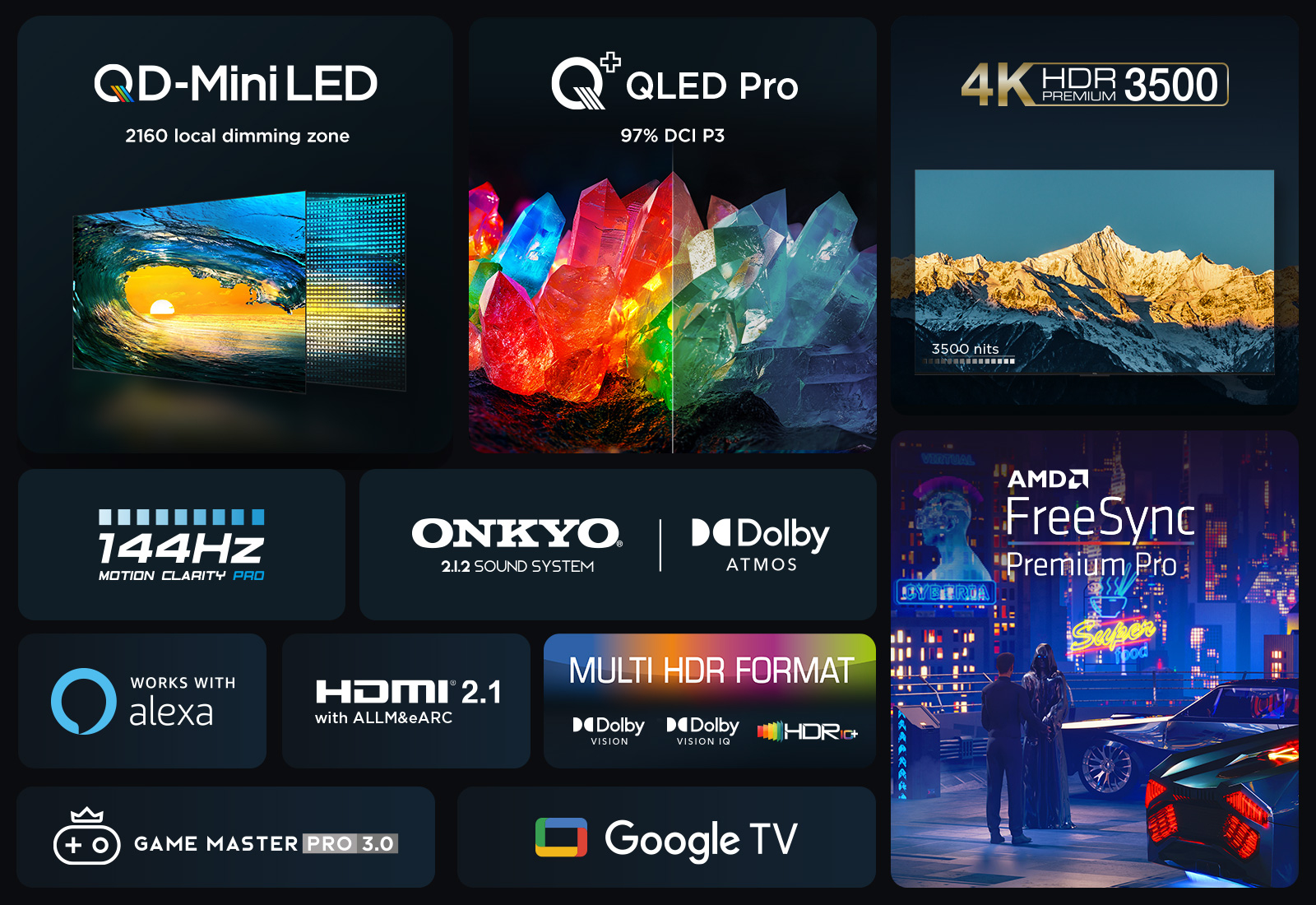 TCL 85C855K TV 2.16 m (85") 4K Ultra HD Smart TV Wi-Fi Black 3500 cd/m²