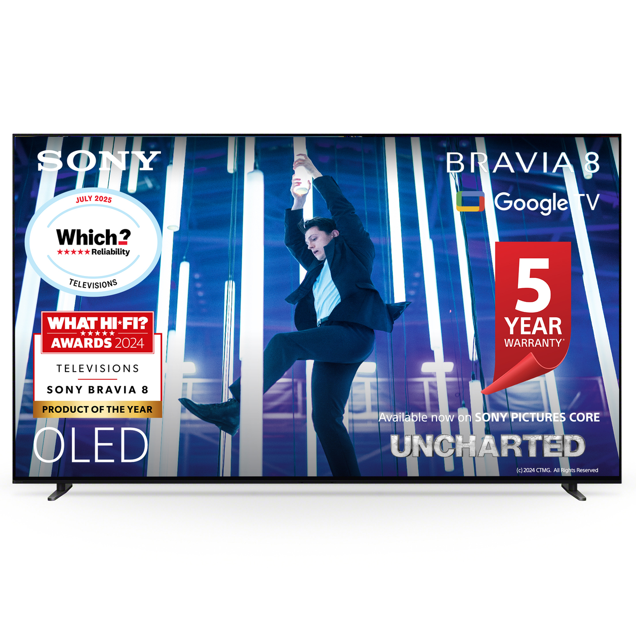 Sony BRAVIA 8 OLED 55 Inch 4K HDR Google Smart TV (2024) | Gaming Features for PlayStation 5 and IMAX Enhanced, Dolby Vision Atmos, Chromecast, Apple AirPlay, 120Hz K55XR80