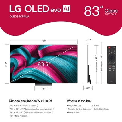LG OLED evo AI OLED83C5PUA TV 2.11 m (83") 4K Ultra HD Smart TV Wi-Fi Black