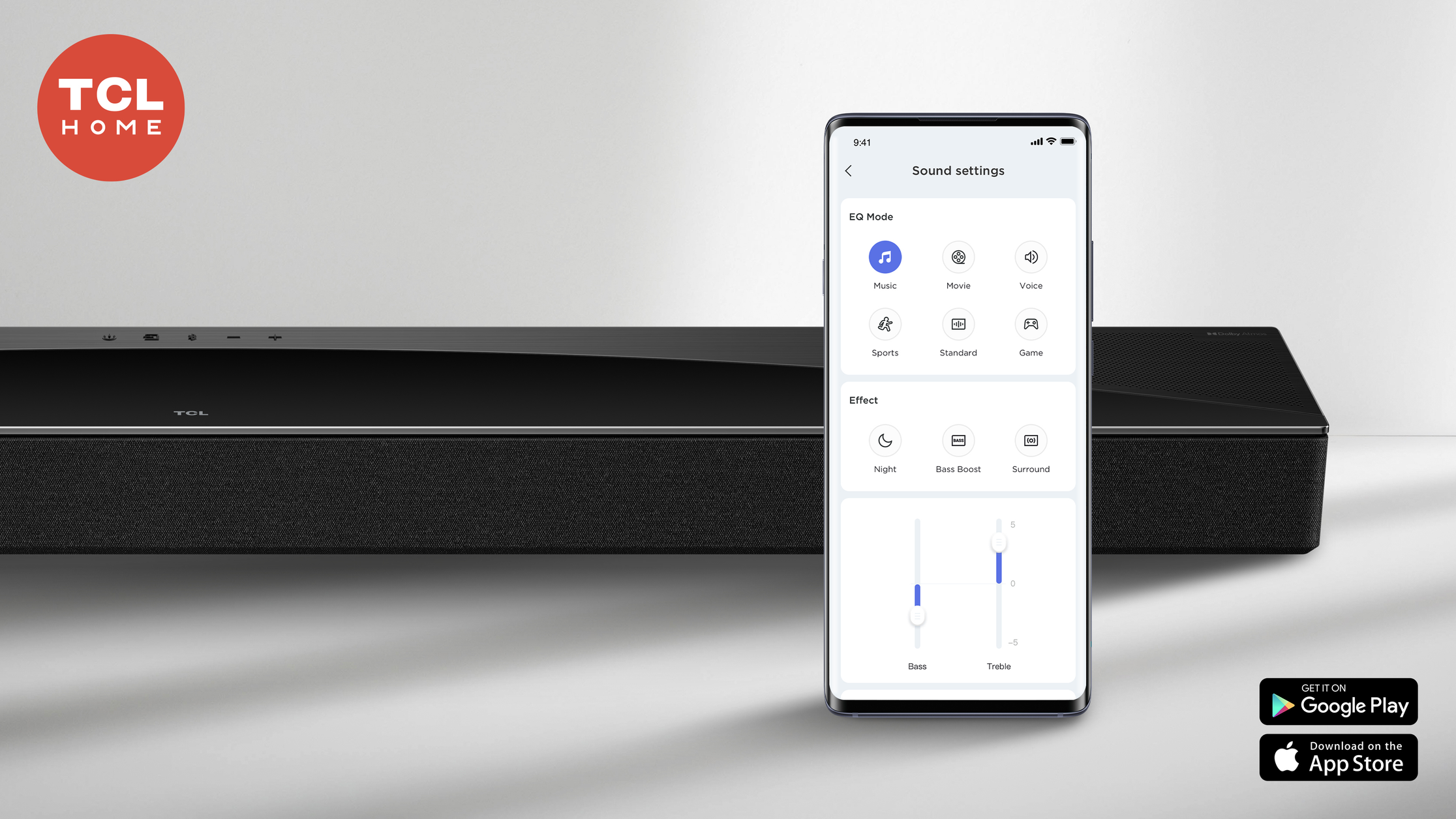 TCL Q75H Q Class 5.1.2 Channel Sound Bar with Dolby Atmos, Ray Danz Technology, and Wireless Subwoofwer
