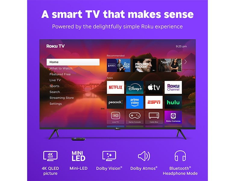 Roku 75R6C7 TV 165.1 cm (65") 4K Ultra HD Smart TV Wi-Fi Black