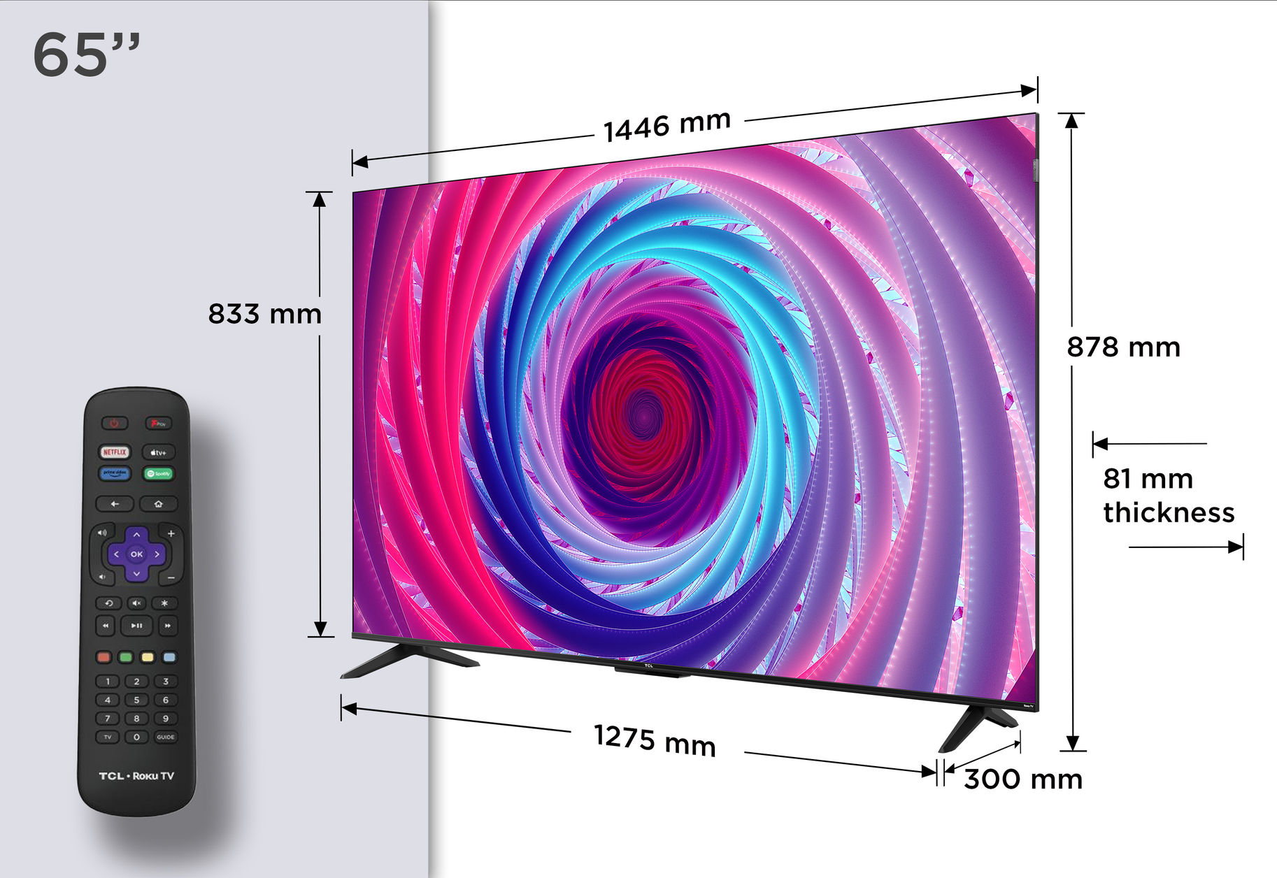 TCL 65RC650K TV 165.1 cm (65") 4K Ultra HD Smart TV Wi-Fi Black 450 cd/m²