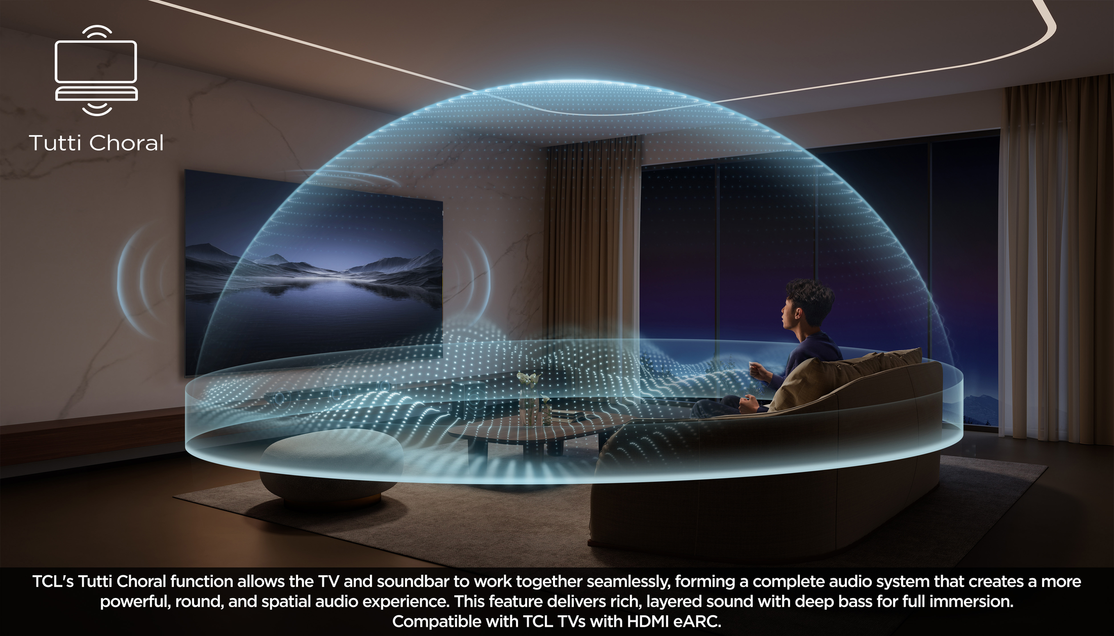 TCL Q75H Q Class 5.1.2 Channel Sound Bar with Dolby Atmos, Ray Danz Technology, and Wireless Subwoofwer