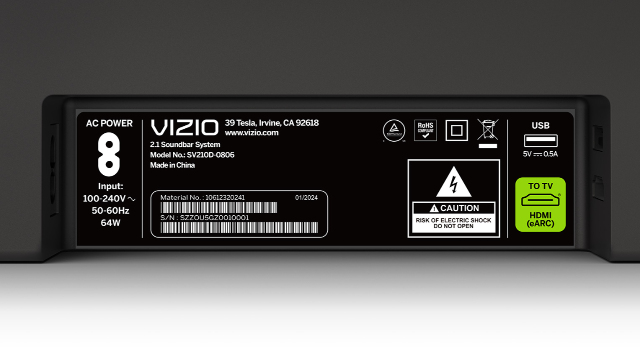 VIZIO SV210D-0806 soundbar speaker Black 2.1 channels