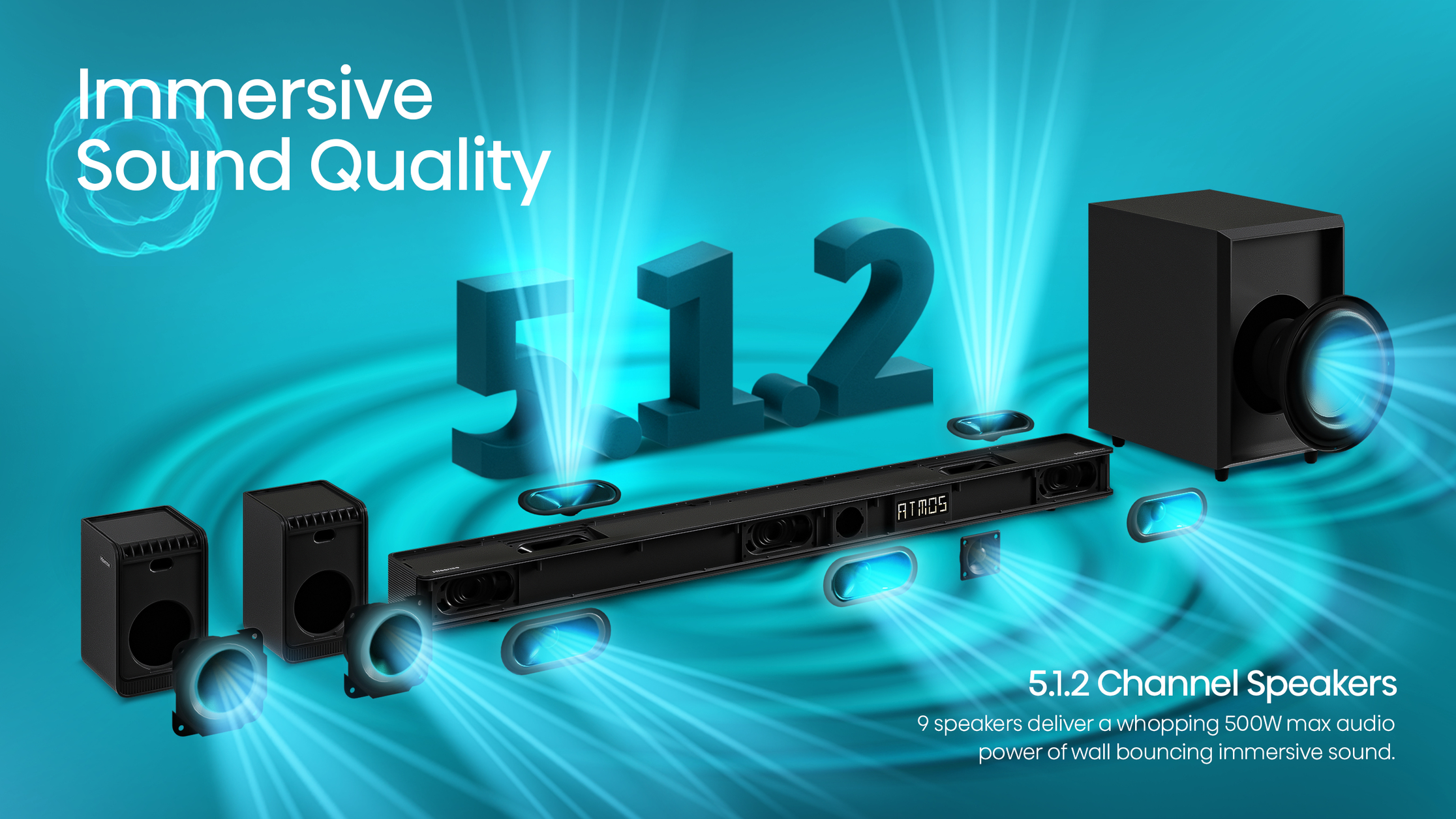 Hisense AX5125H soundbar speaker Black 5.1.2 channels 500 W