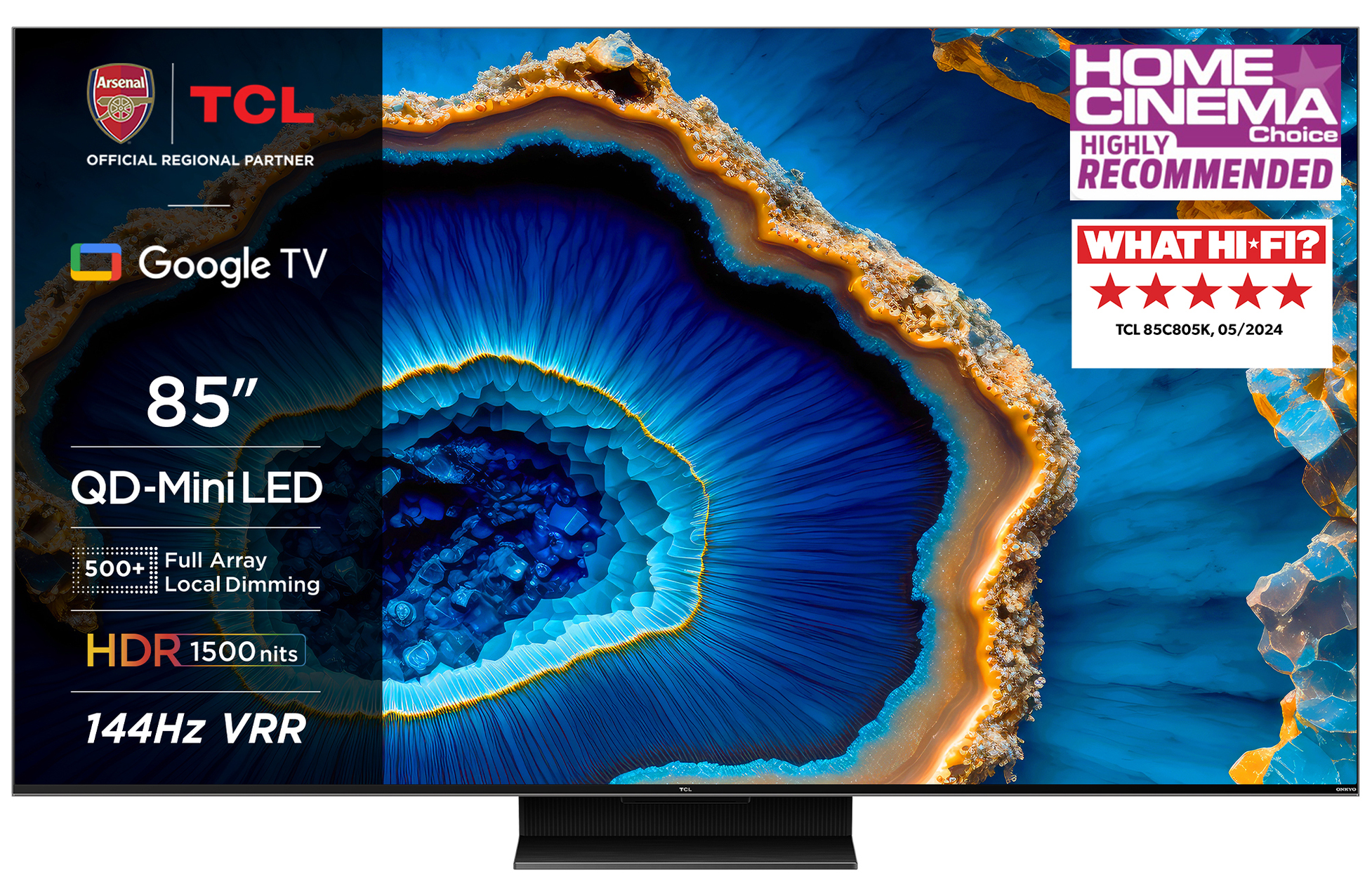 TCL C80 85C805K TV 2.16 m (85") 4K Ultra HD Smart TV Wi-Fi Black 1500 cd/m²