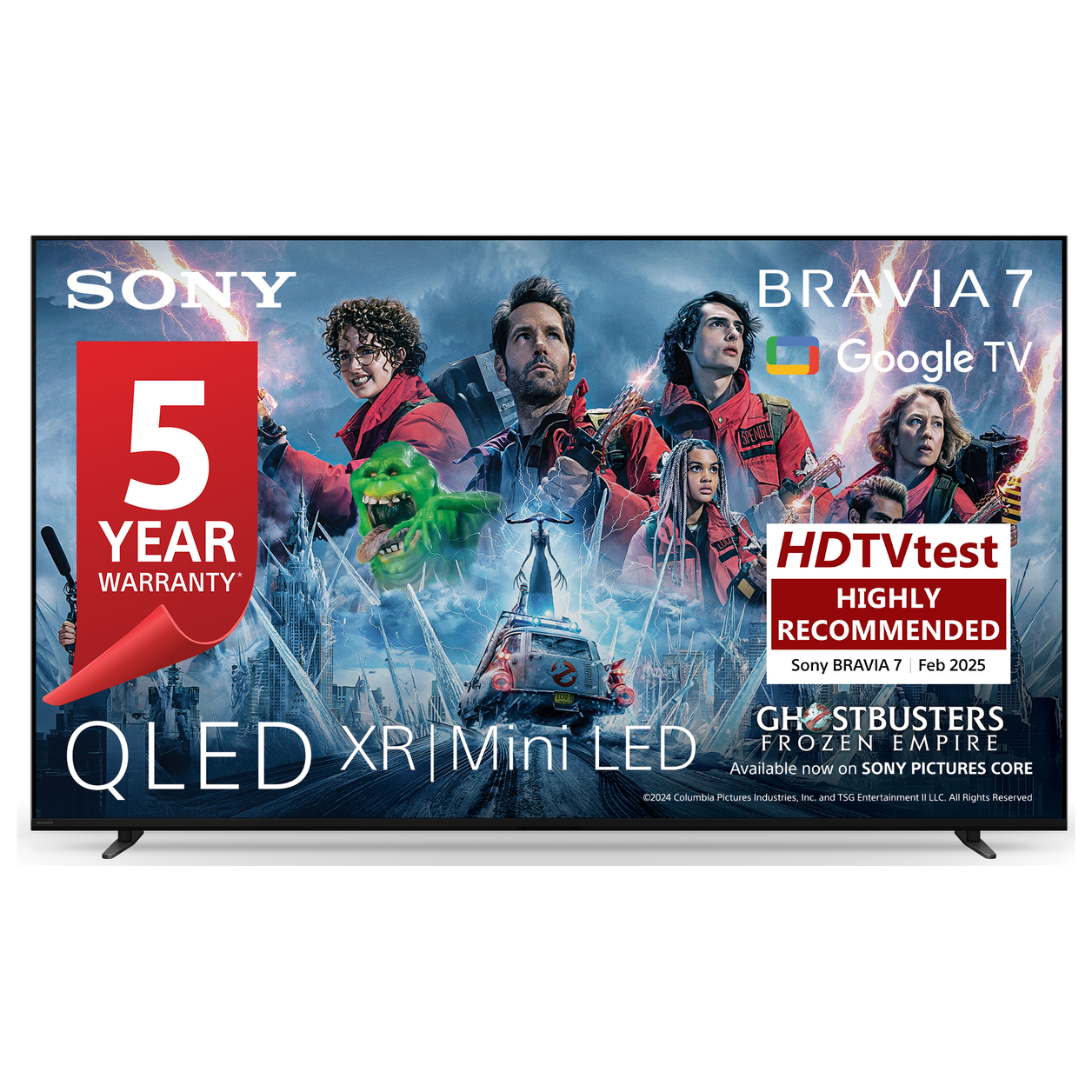 Sony BRAVIA 7 QLED (XR l Mini LED) 75 Inch 4K HDR Google Smart TV (2024) | Gaming Features for PlayStation 5, IMAX Enhanced, Dolby Vision Atmos, Chromecast, AirPlay, 120Hz