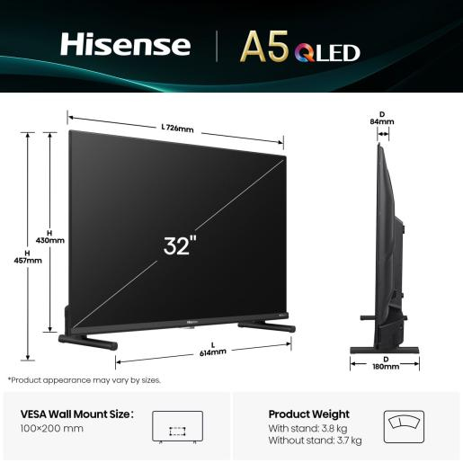 Hisense 32A5QTUK TV 81.3 cm (32") Full HD Smart TV Wi-Fi Black
