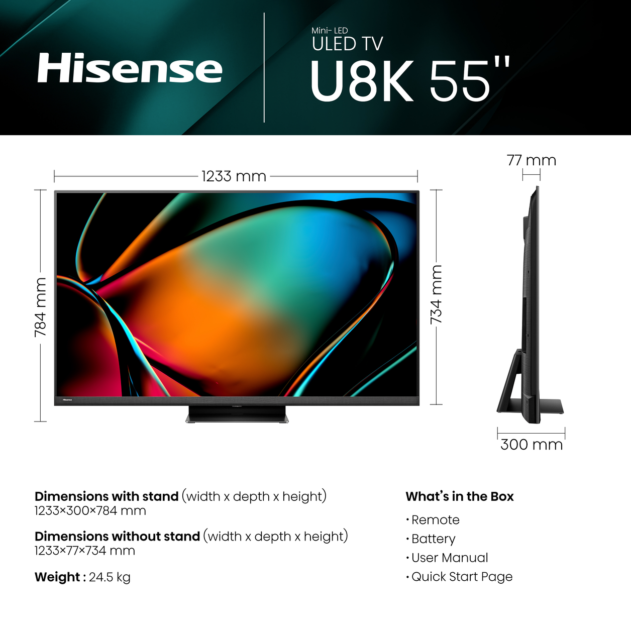 Hisense 55U8KQTUK TV 139.7 cm (55") 4K Ultra HD Smart TV Wi-Fi Grey 1500 cd/m²
