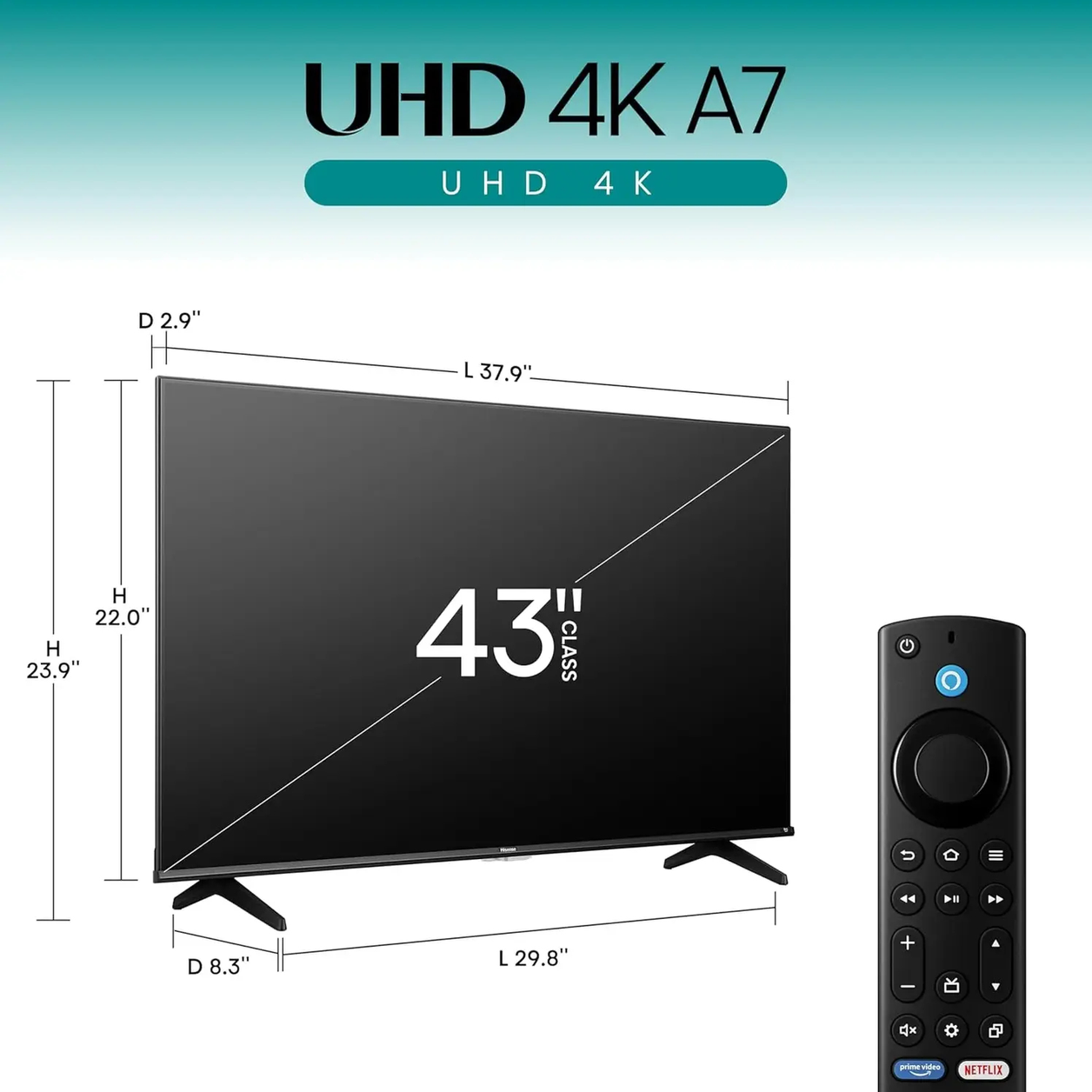 Hisense ‎43A7NF 109.2 cm (43") 4K Ultra HD Smart TV Wi-Fi Black 2500 cd/m²