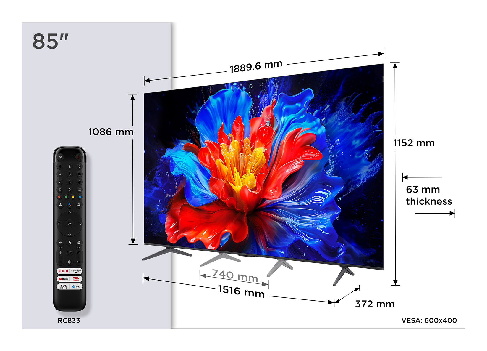 TCL P8K 85P8K 85" 4K QLED HDR Smart TV