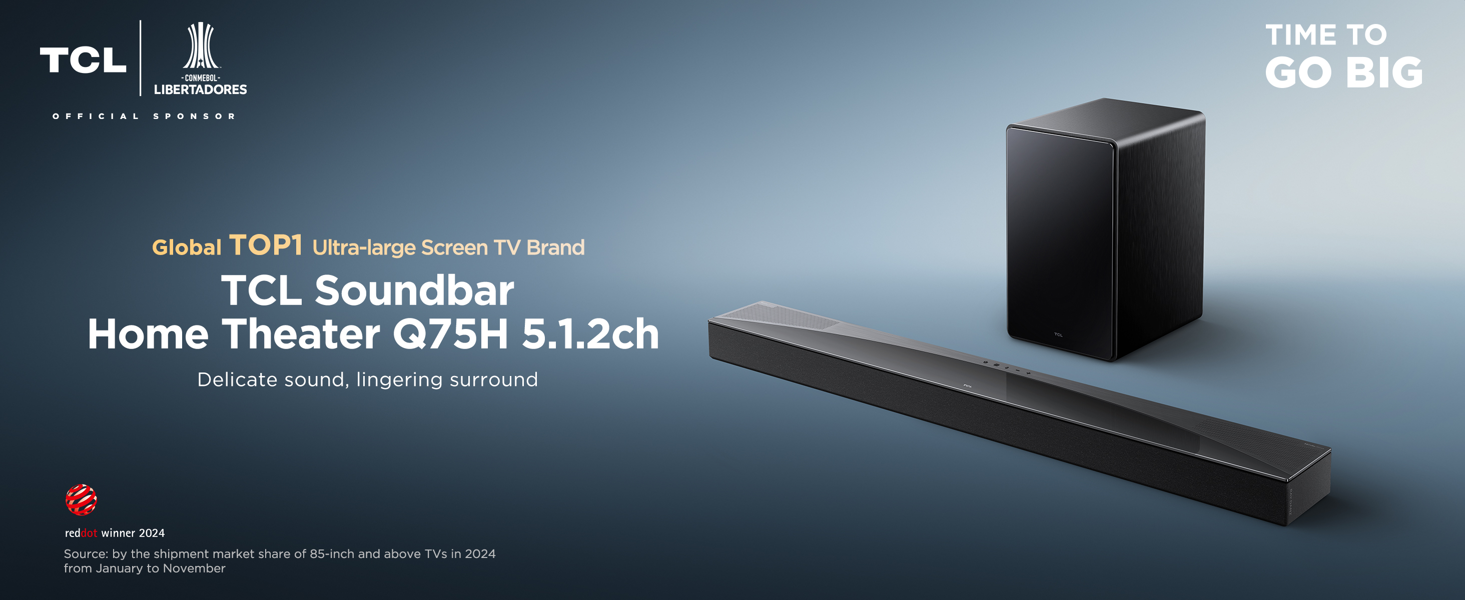 TCL Q Q75H Black 5.1.2 channels 620 W