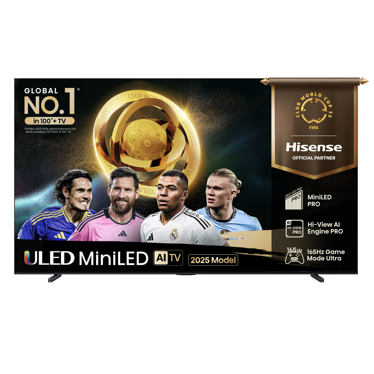 Hisense 100" U7QTUK PRO MiniLED 165Hz Smart AI TV with Freely