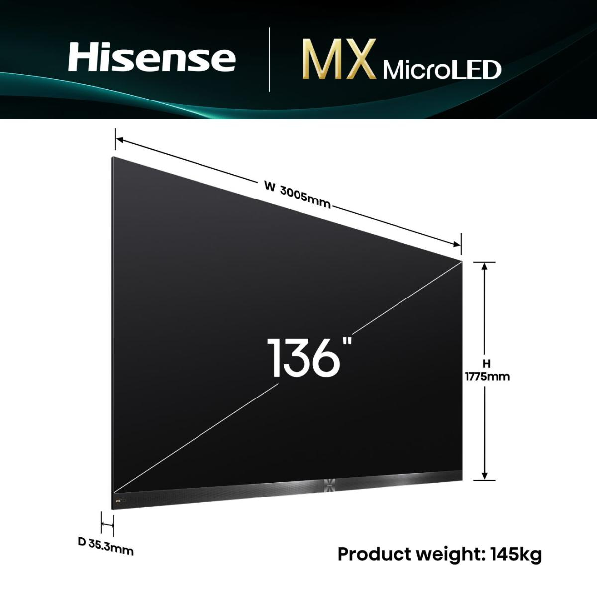 Hisense 136MX 3.44 m (135.5") 4K Ultra HD Smart TV Wi-Fi Black, Grey