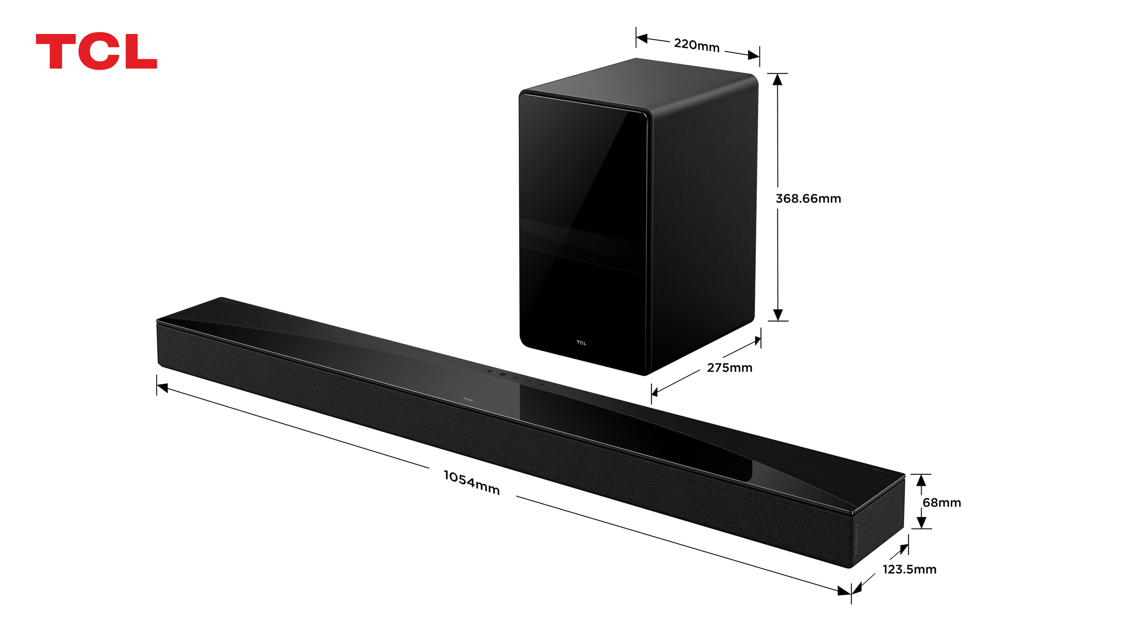 TCL Q Q75H Class 5.1.2 Channel Sound Bar with Dolby Atmos, Ray Danz Technology, and Wireless Subwoofwer
