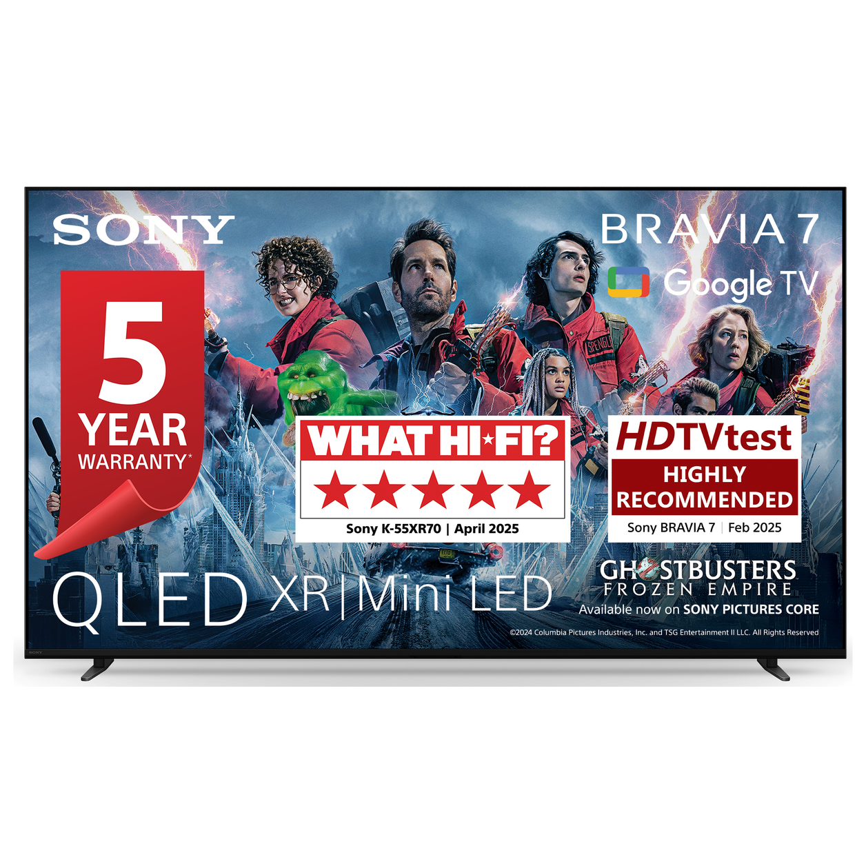 Sony BRAVIA 7 QLED (XR l Mini LED) 55 Inch 4K HDR Google Smart TV (2024) | Gaming Features for PlayStation 5, IMAX Enhanced, Dolby Vision Atmos, Chromecast, AirPlay, 120Hz