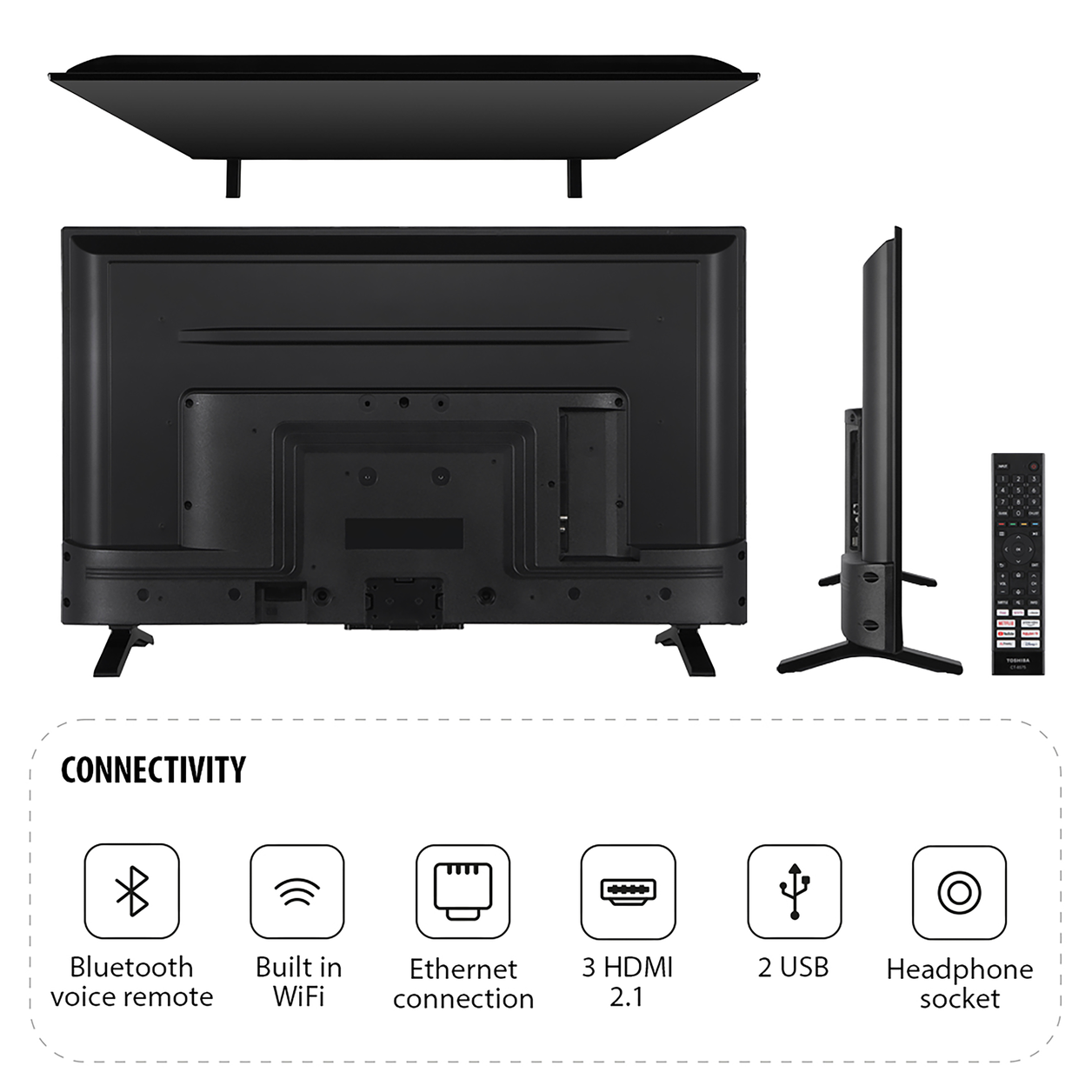 Toshiba 43UV2F53DBU TV 109.2 cm (43") 4K Ultra HD Smart TV Wi-Fi Black 350 cd/m²