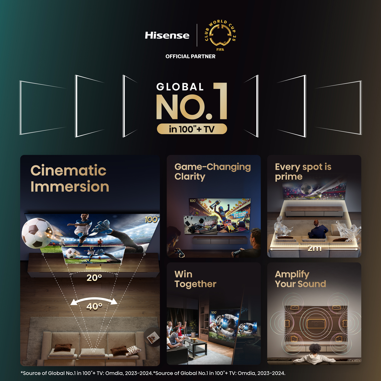 Hisense 100" E7QTUK PRO 144Hz QLED Smart AI TV with Freely