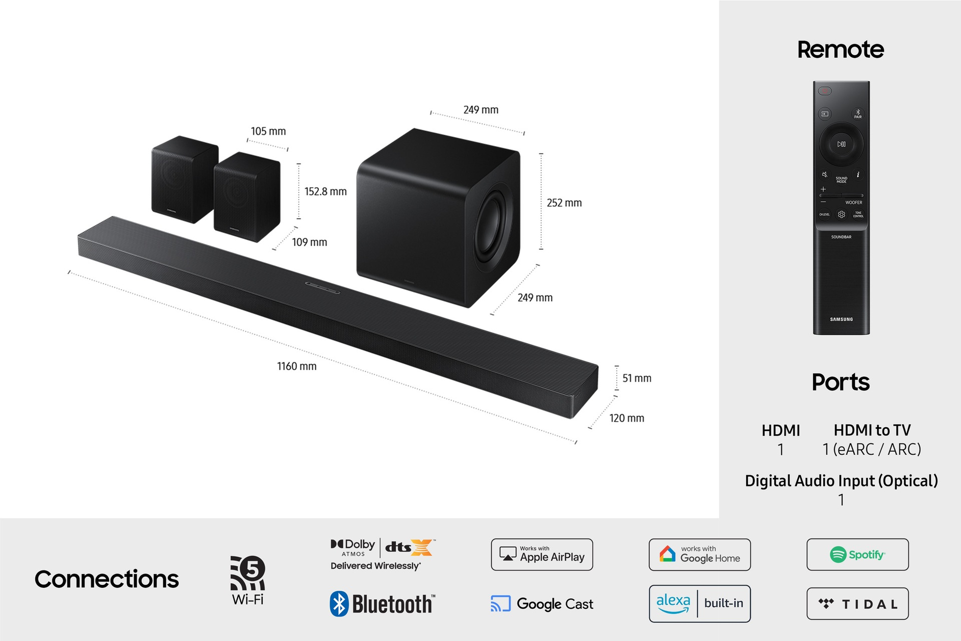 Samsung Q-series QS750F 5.1.2ch Soundbar with Subwoofer & Rear Speakers (2025)