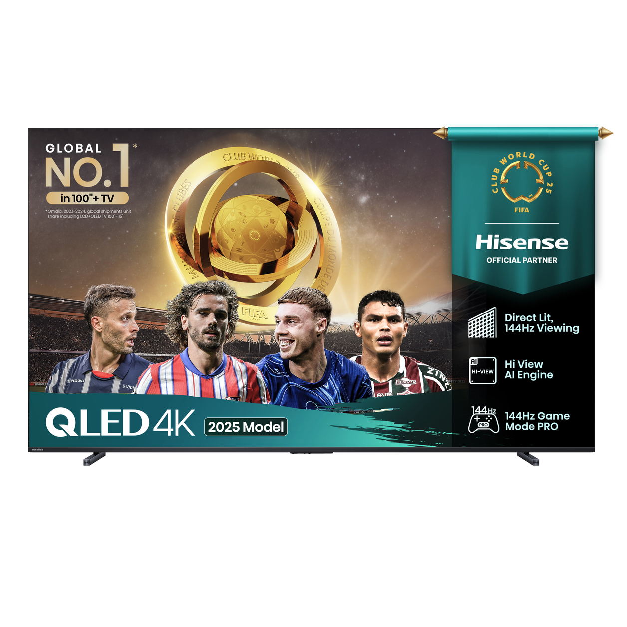 Hisense 100" E7QTUK PRO 144Hz QLED Smart AI TV with Freely
