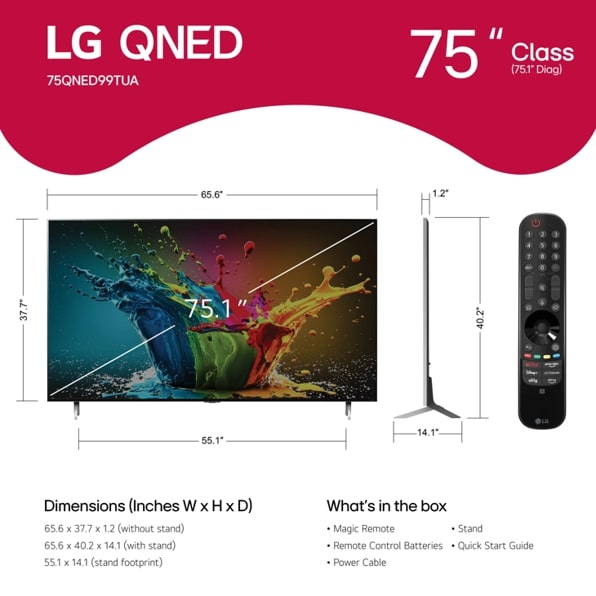 LG QNED QNED99 75QNED99TUA TV 190.5 cm (75") 8K Ultra HD Smart TV Wi-Fi Black