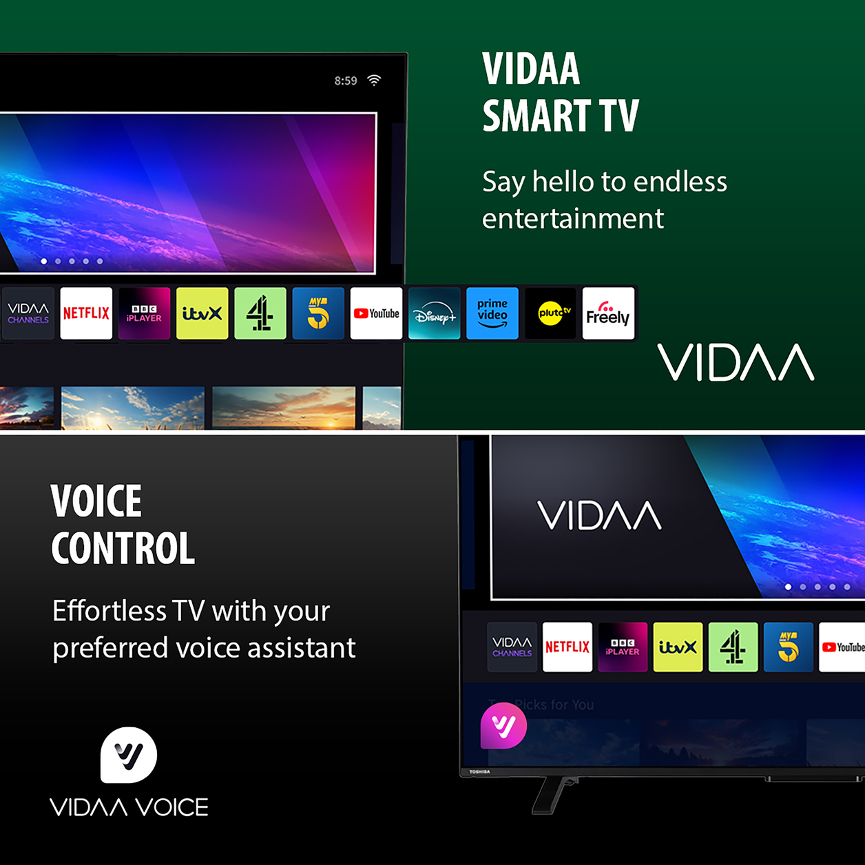 Toshiba 65UV2F53DBU TV 165.1 cm (65") 4K Ultra HD Smart TV Wi-Fi Black 350 cd/m²