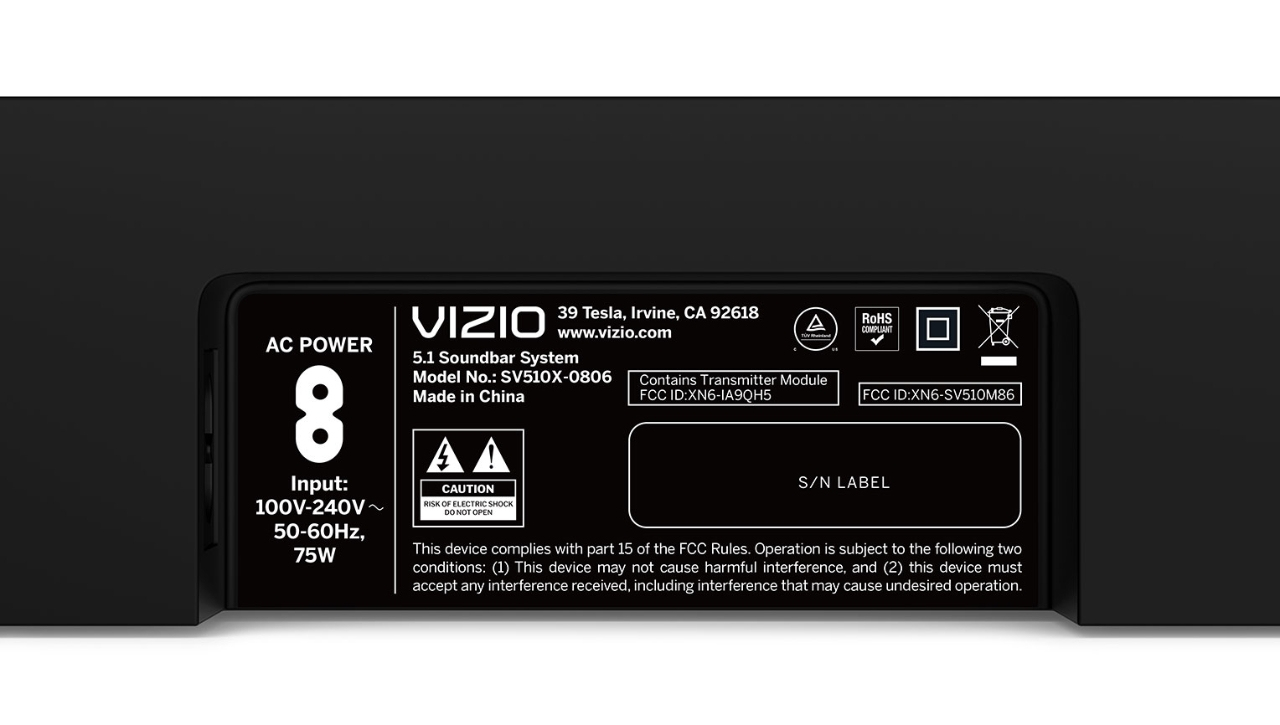 VIZIO 5.1 SE Black 5.1 channels