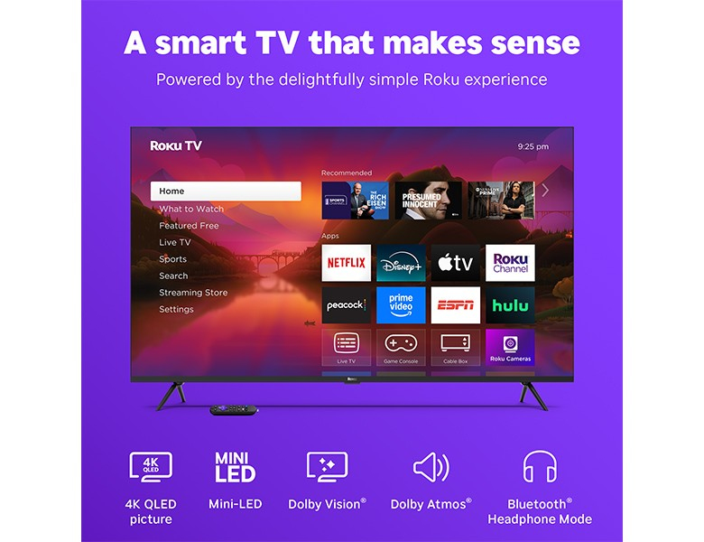 Roku 65R6C7 TV 165.1 cm (65") 4K Ultra HD Smart TV Wi-Fi Black