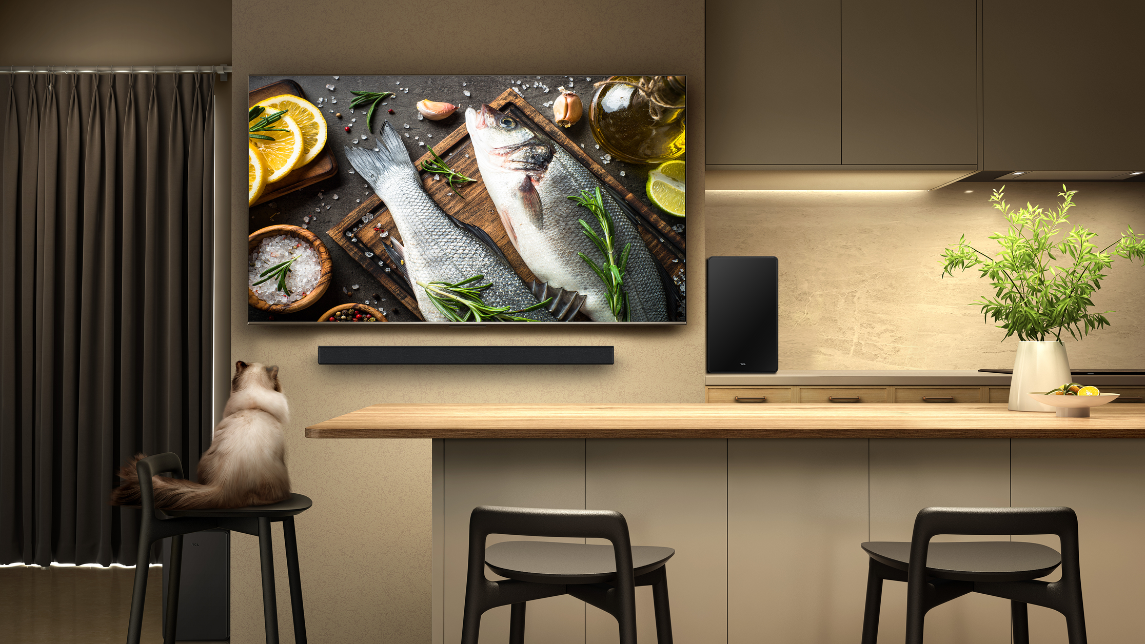 TCL Q75H Q Class 5.1.2 Channel Sound Bar with Dolby Atmos, Ray Danz Technology, and Wireless Subwoofwer