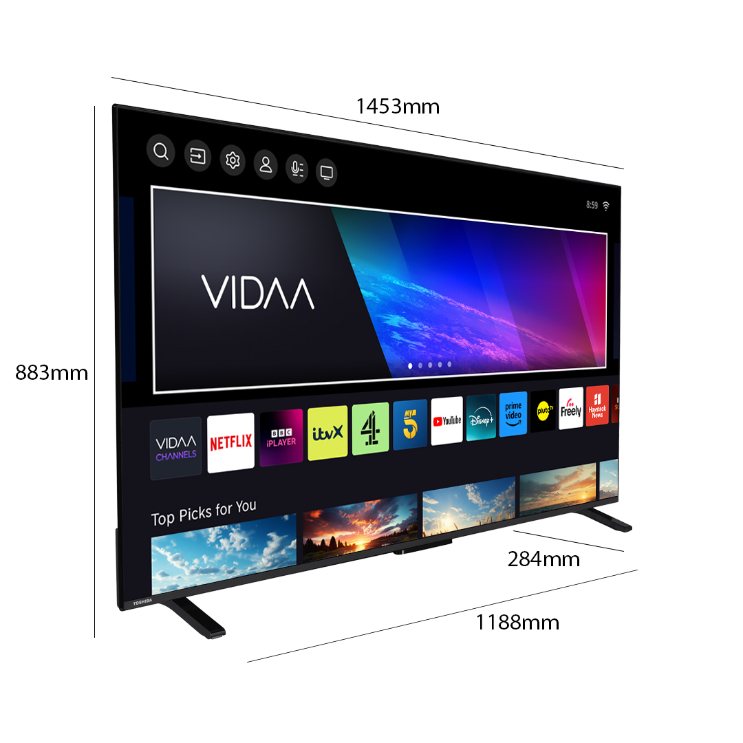 Toshiba 65UV2F53DBU TV 165.1 cm (65") 4K Ultra HD Smart TV Wi-Fi Black 350 cd/m²