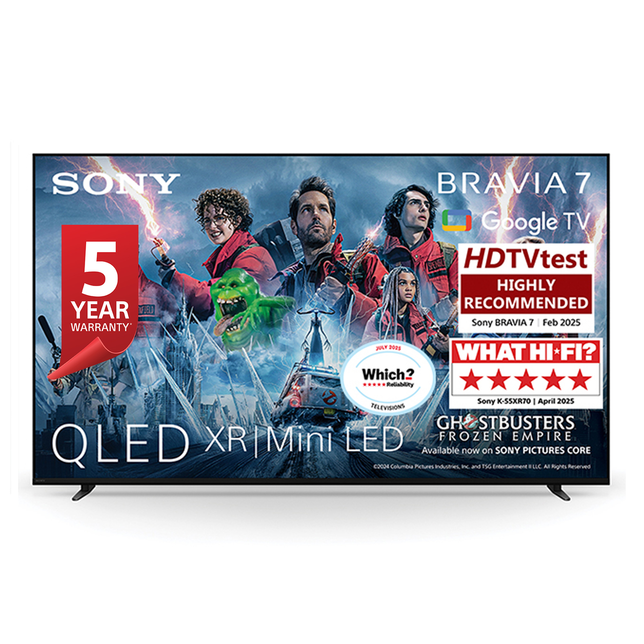 Sony BRAVIA 7 QLED (XR l Mini LED) 65 Inch 4K HDR Google Smart TV (2024) | Gaming Features for PlayStation 5, IMAX Enhanced, Dolby Vision Atmos, Chromecast, AirPlay, 120Hz