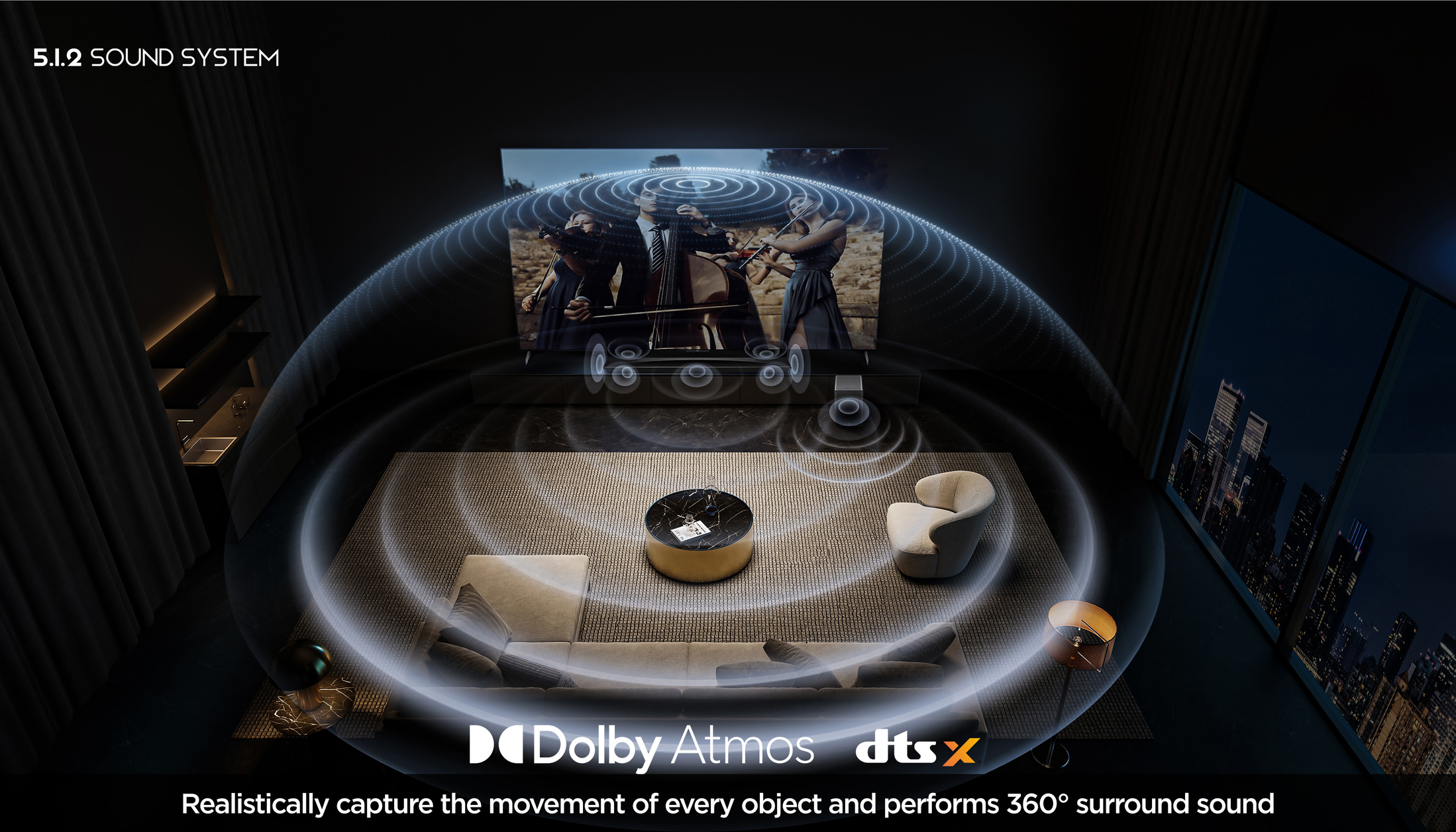 TCL Q75H Q Class 5.1.2 Channel Sound Bar with Dolby Atmos, Ray Danz Technology, and Wireless Subwoofwer