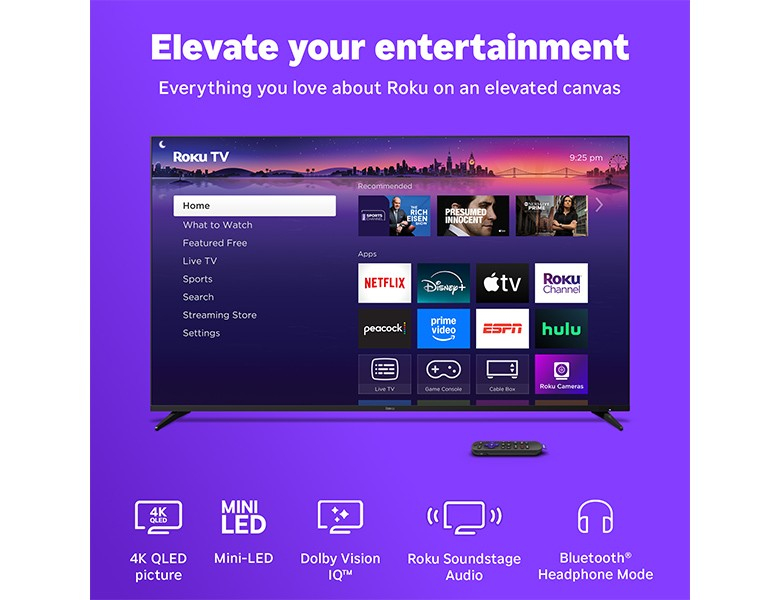 Roku 75R8C5 TV 190.5 cm (75") 4K Ultra HD Smart TV Wi-Fi Black