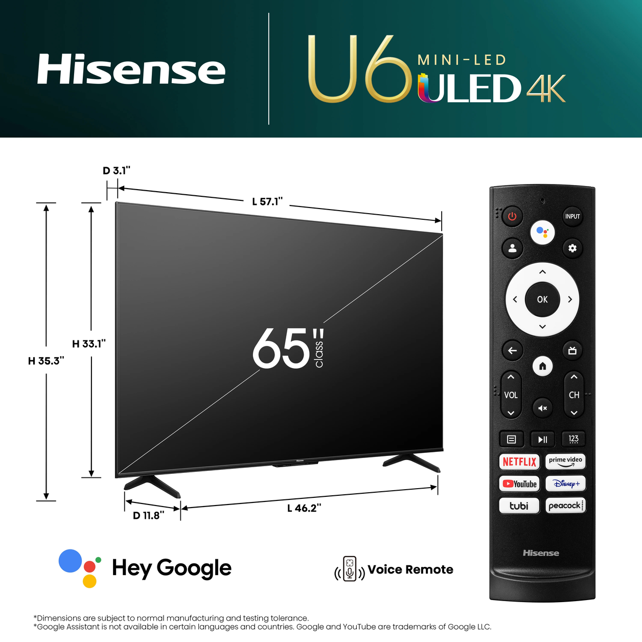 Hisense 65U6K TV 165.1 cm (65") 4K Ultra HD Smart TV Wi-Fi Black