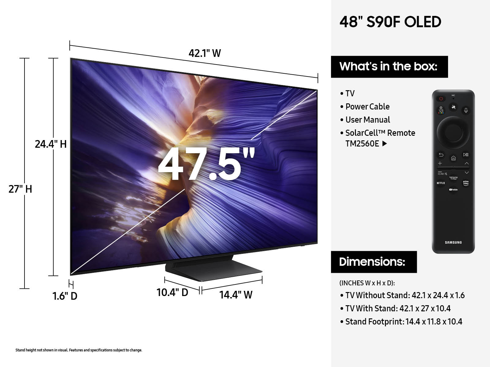 Samsung S90F QN48S90FAE 121.9 cm (48") 4K Ultra HD Smart TV Wi-Fi Black