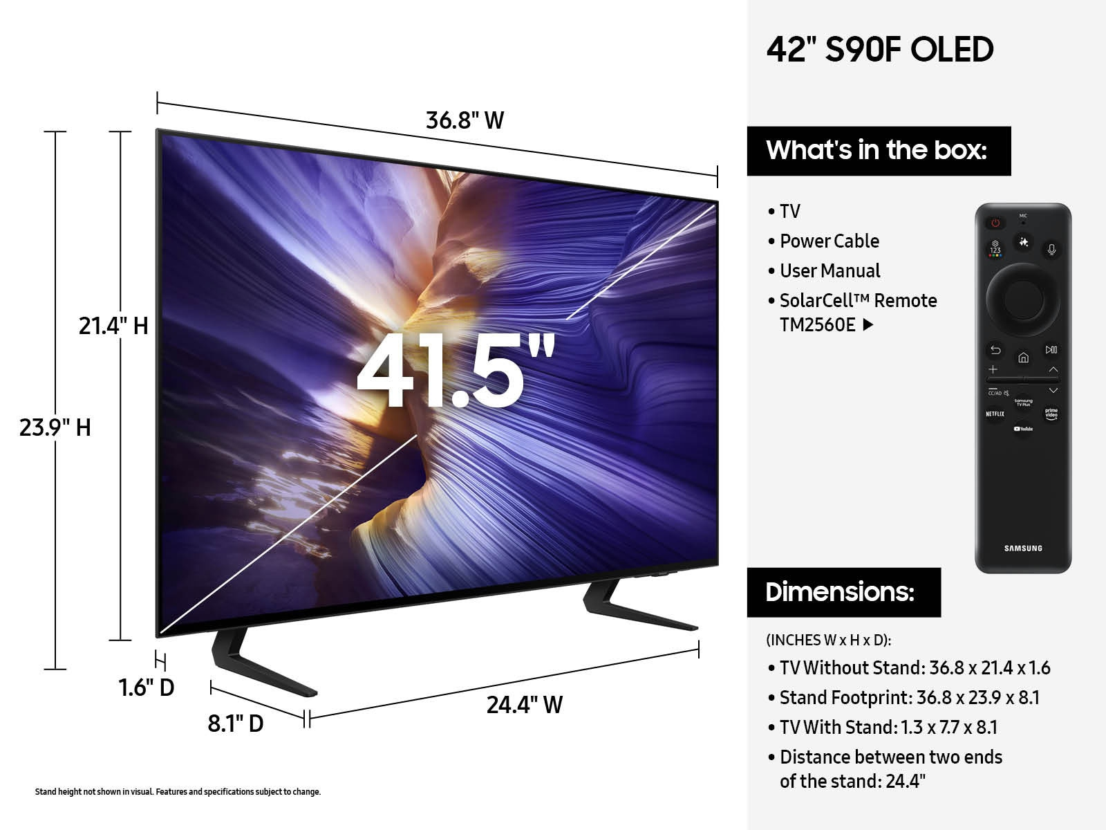 Samsung S90F QN42S90FAE 106.7 cm (42") 4K Ultra HD Smart TV Wi-Fi Black