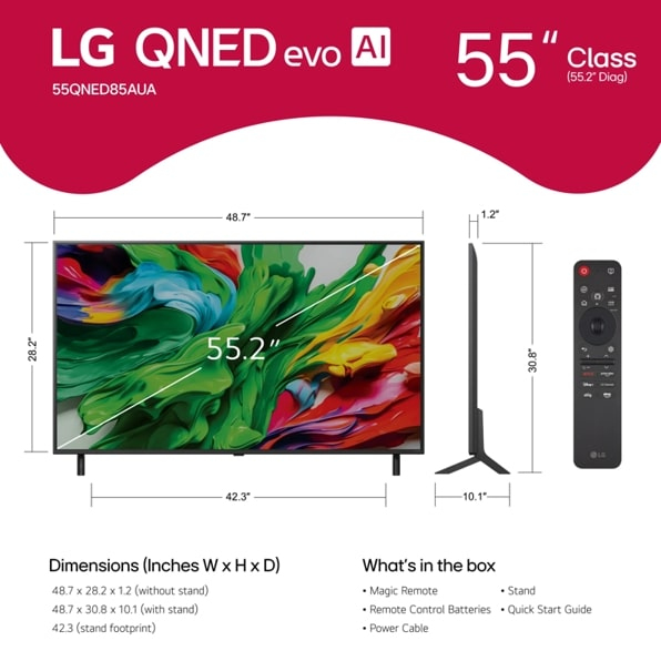 LG QNED evo AI 55QNED85AUA TV 139.7 cm (55") 4K Ultra HD Smart TV Wi-Fi Black