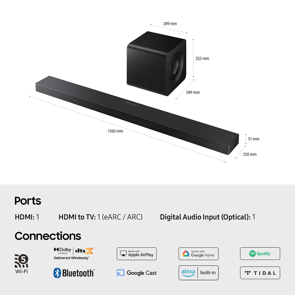 Samsung HW-QS700F/ZF soundbar speaker Black 3.1.2 channels 345 W