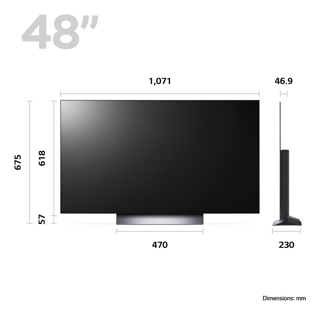 LG OLED evo OLED48C34LA 121.9 cm (48") 4K Ultra HD Smart TV Wi-Fi Silver