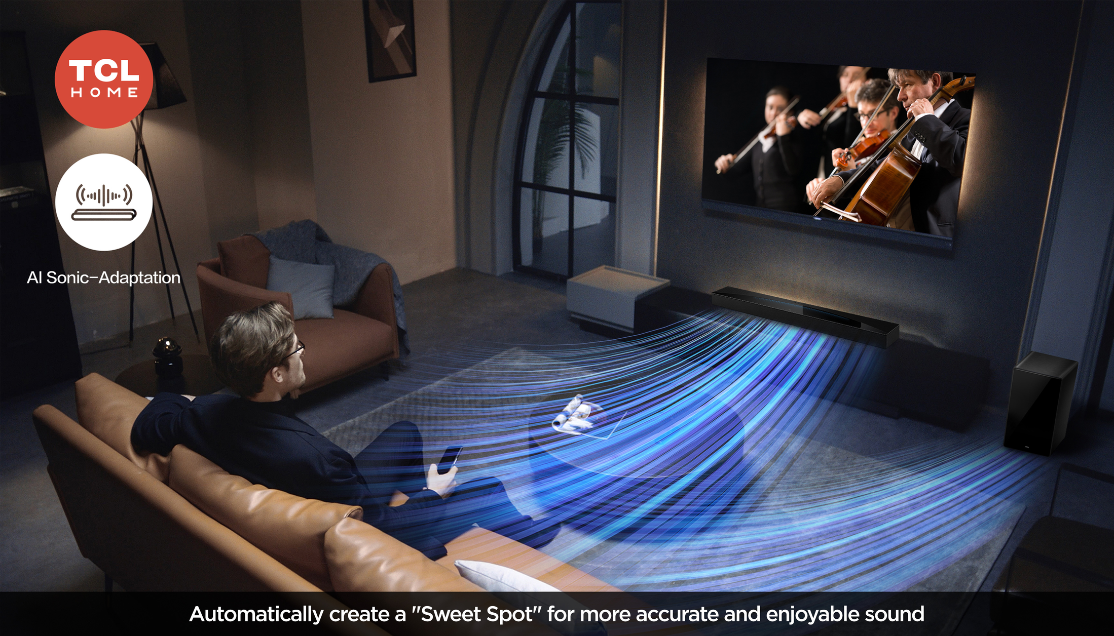 TCL Q75H Q Class 5.1.2 Channel Sound Bar with Dolby Atmos, Ray Danz Technology, and Wireless Subwoofwer