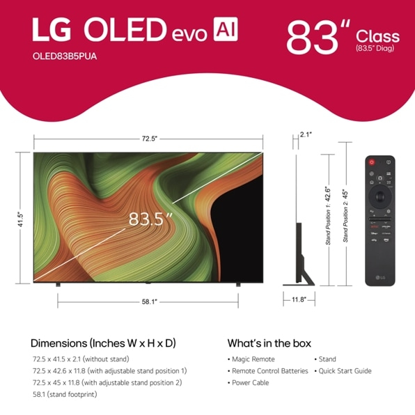 LG OLED AI OLED83B5PUA TV 2.11 m (83") 4K Ultra HD Smart TV Wi-Fi Black