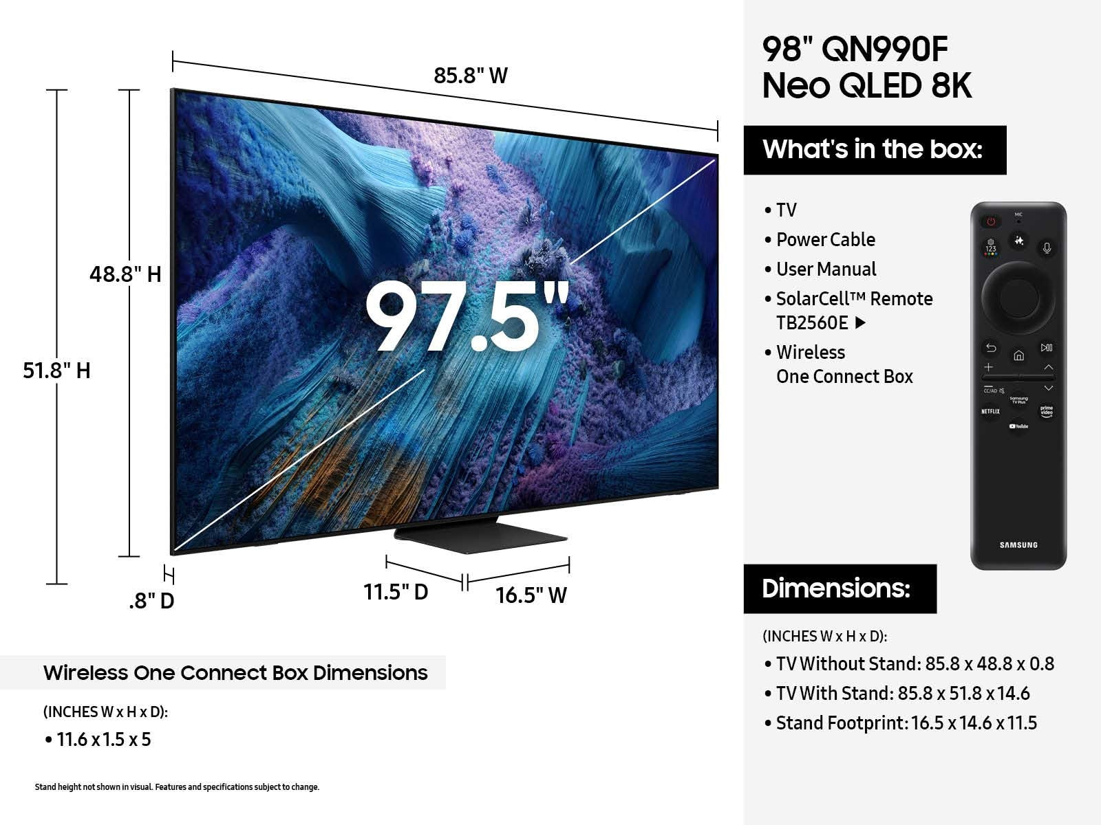 Samsung Series 9 QN98QN990FFXZA TV 2.49 m (98") 8K Ultra HD Smart TV Wi-Fi Black