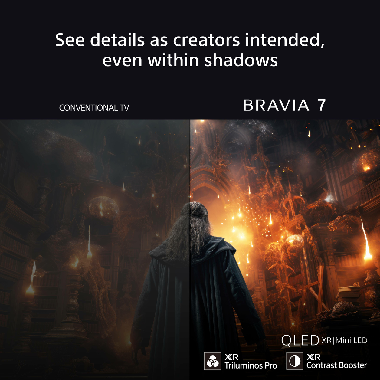 Sony BRAVIA 7 QLED (XR l Mini LED) 55 Inch 4K HDR Google Smart TV (2024) | Gaming Features for PlayStation 5, IMAX Enhanced, Dolby Vision Atmos, Chromecast, AirPlay, 120Hz