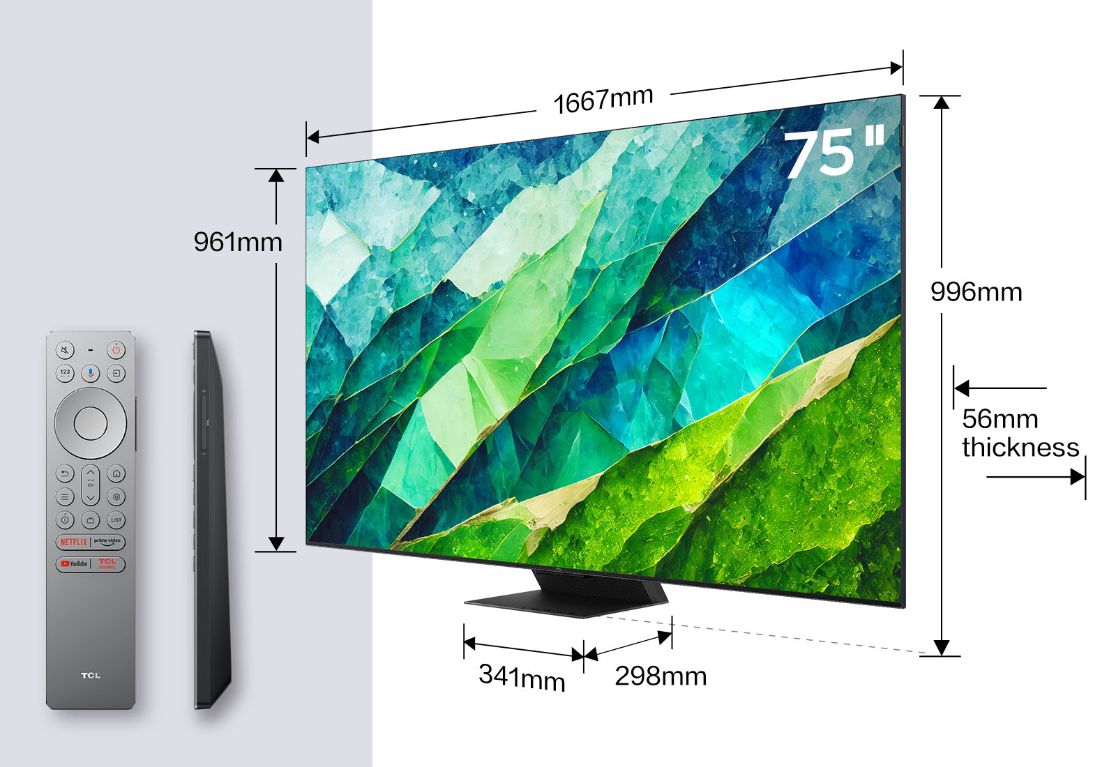 TCL 75C855K TV 190.5 cm (75") 4K Ultra HD Smart TV Wi-Fi Black 3500 cd/m²
