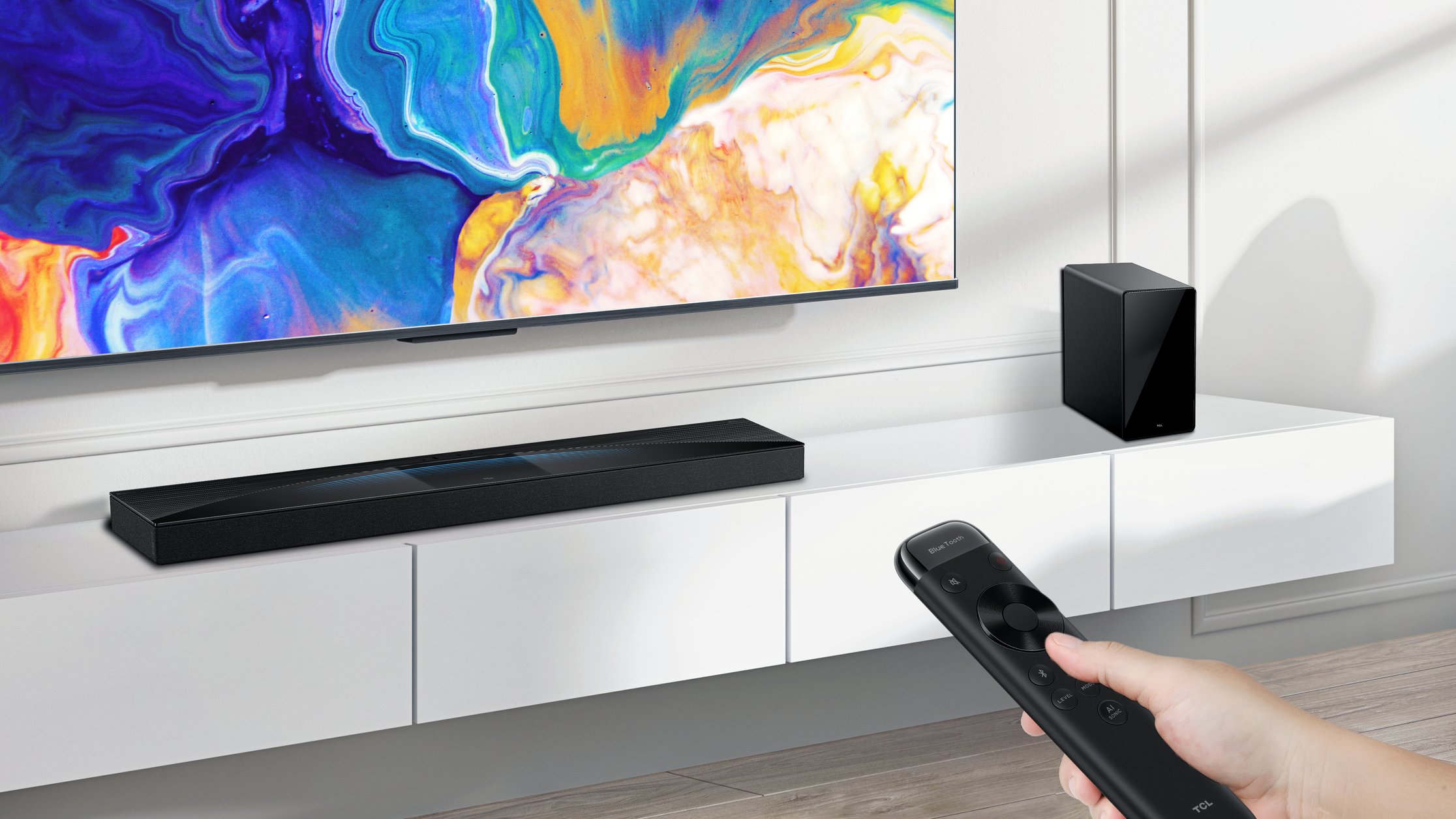 TCL Q75H Q Class 5.1.2 Channel Sound Bar with Dolby Atmos, Ray Danz Technology, and Wireless Subwoofwer