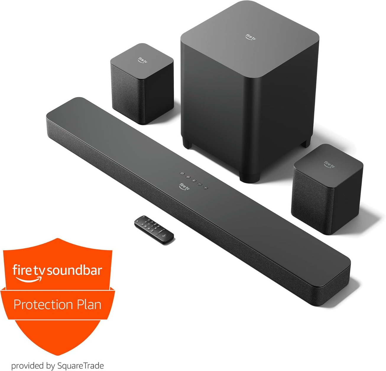 Amazon Fire TV Soundbar Plus + Subwoofer + Surround sound speakers + 2-Year Protection Plan