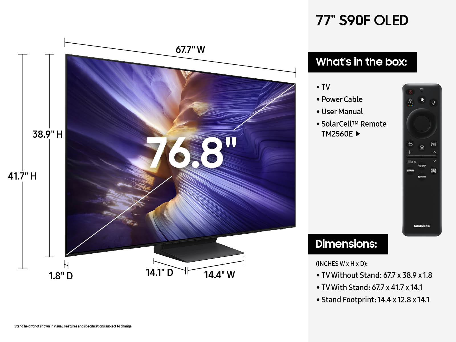 Samsung S90F QN77S90FAFXZA TV 195.6 cm (77") 4K Ultra HD Smart TV Wi-Fi Black