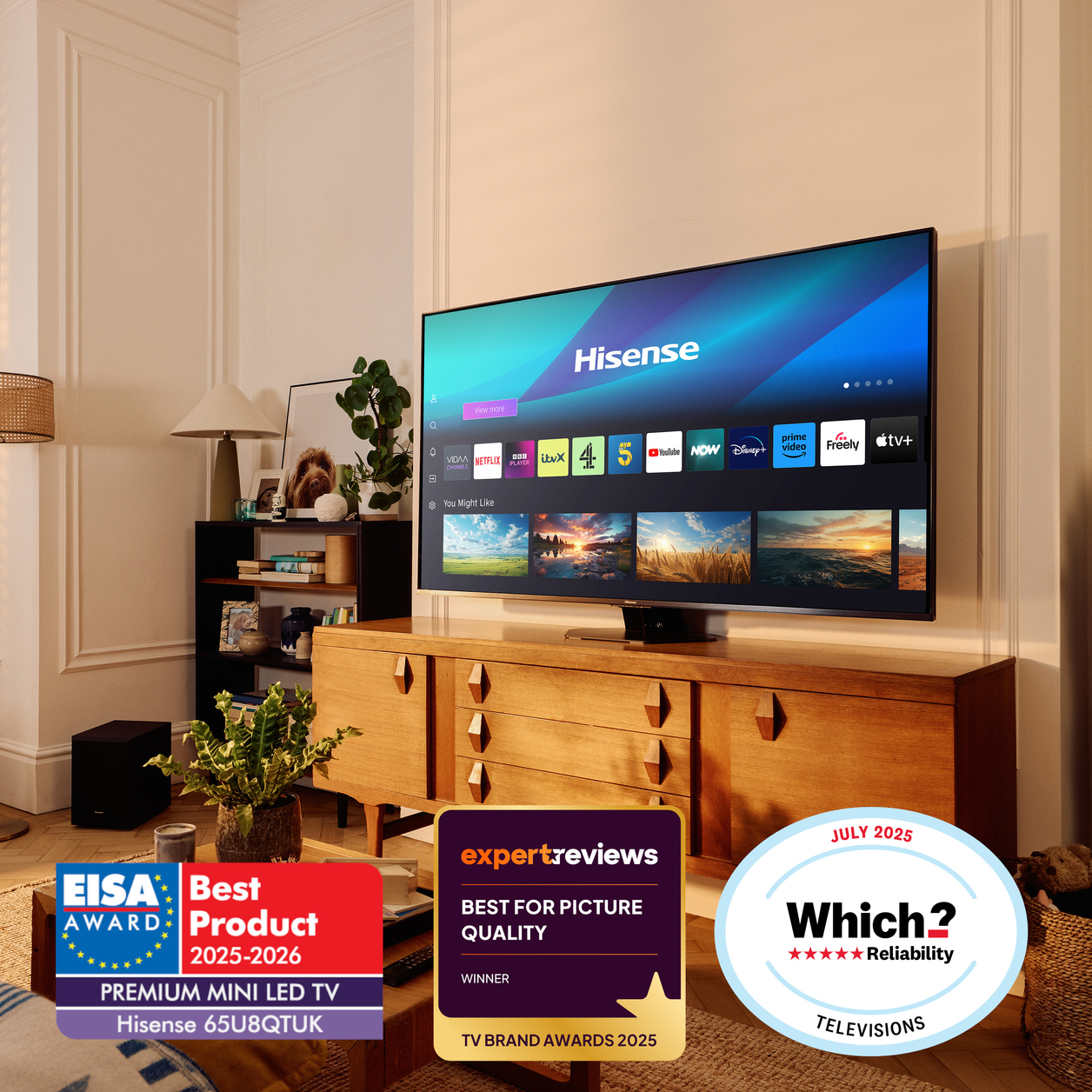 Hisense 100" U8QTUK MiniLED QLED 165Hz Smart AI TV with Freely